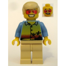 twn077 Sunset and Palm Trees - Tan Legs, Red Glasses, Tan Male Hair 